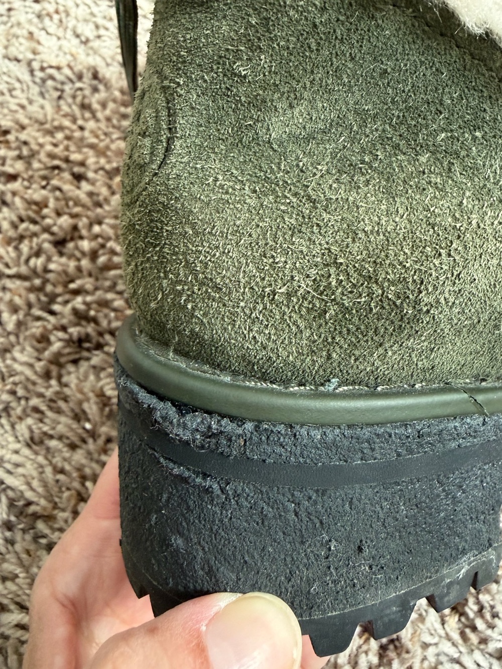 Tory Burch Cooper Shearling Lug Sole Boots in Forest Green Suede Size 8.5 - Picture 14 of 15